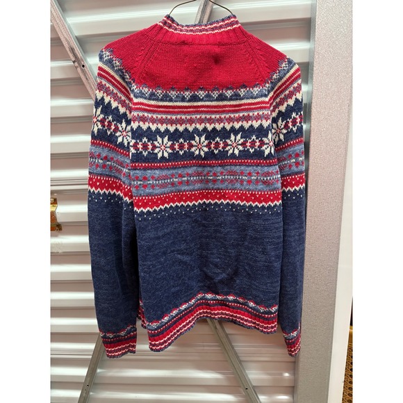 TIARA INTERNATIONAL Women's Red Blue Snowflake Zip Up Cardigan Sweater small - Picture 2 of 10